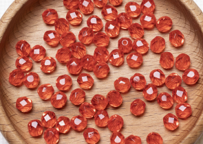 Бусины полированные круглые 6мм 25г (90 штук) 90060 красный, прозрачная
